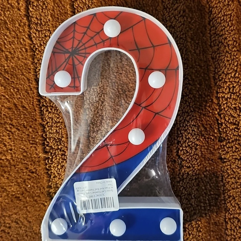 Spider-Themed Number 2 LED Light. NWT.